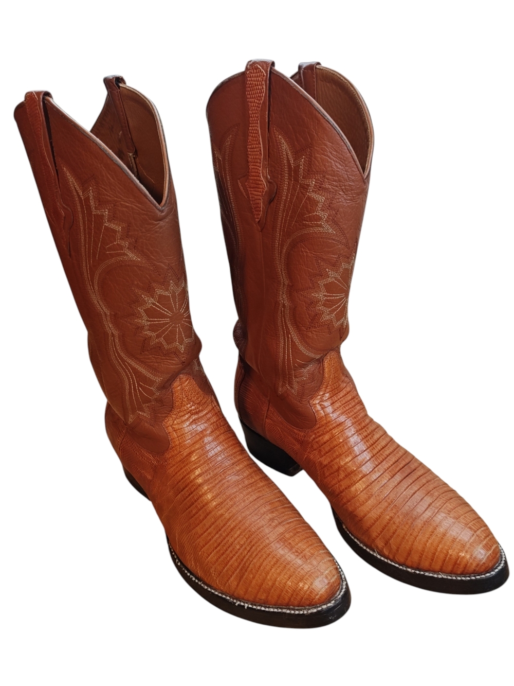 Don Cuco’s Teju Lizard Cowboy Boots Cognac Brown Mens 29 4 EEE Exotic Western
